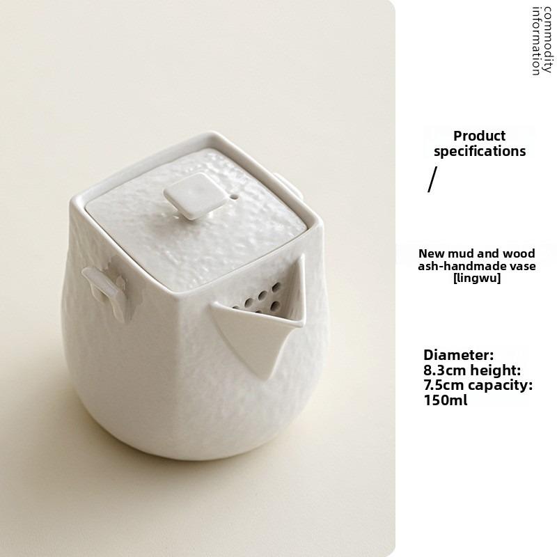 Ash Glaze Ceramic Teapot Chinese Minimalist Style Home Use Single Pot Kung Fu Tea Set with Filter Heat Resistant Handheld Kettle