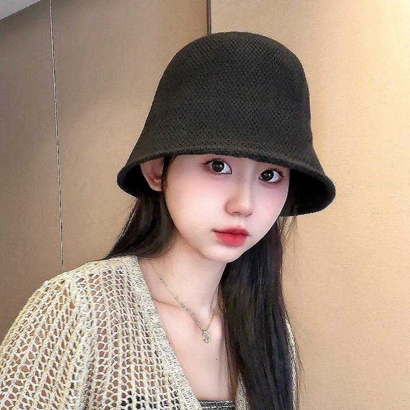Women's Straw Hat Woven Sunshade Beach Hat Summer Hollow Breathable Bucket Hat Beach Sunshade Hat