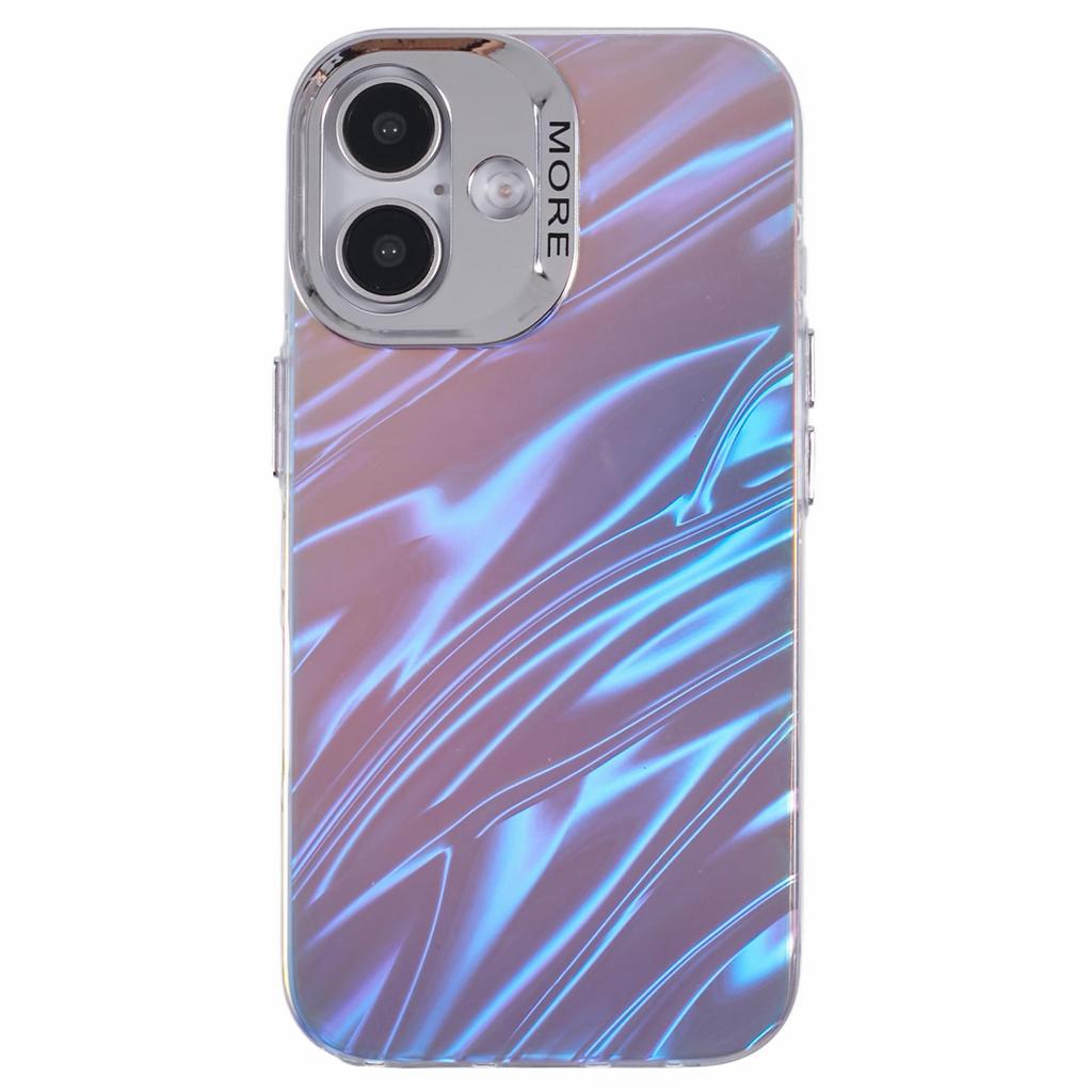 For iPhone 16 Case Silicone+PC IMD Laser Texture Matte Phone Cover