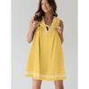 QICED Fashion Summer Spring Solid Color Print Sleeveless V-Neck Casual Dresses