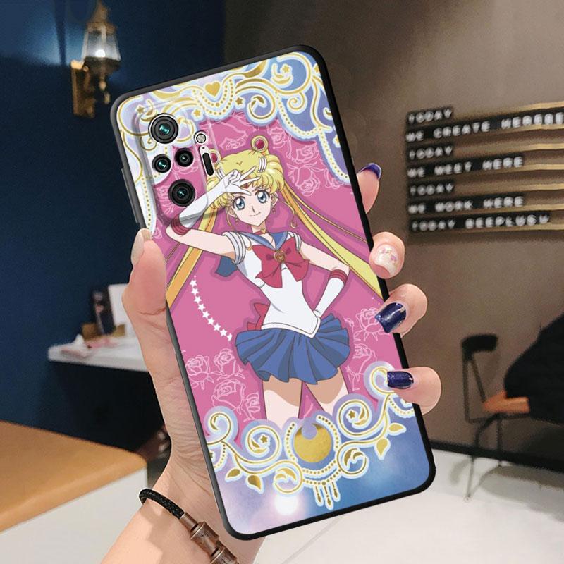 Etui na telefon TPU Soft Shockproof do Redmi 9A 9C 10C 9T 10A K40 Pro 6 7 8 8A 7A K50 9 10 6 Pro Cover Cute Anime Sailors M-Moons