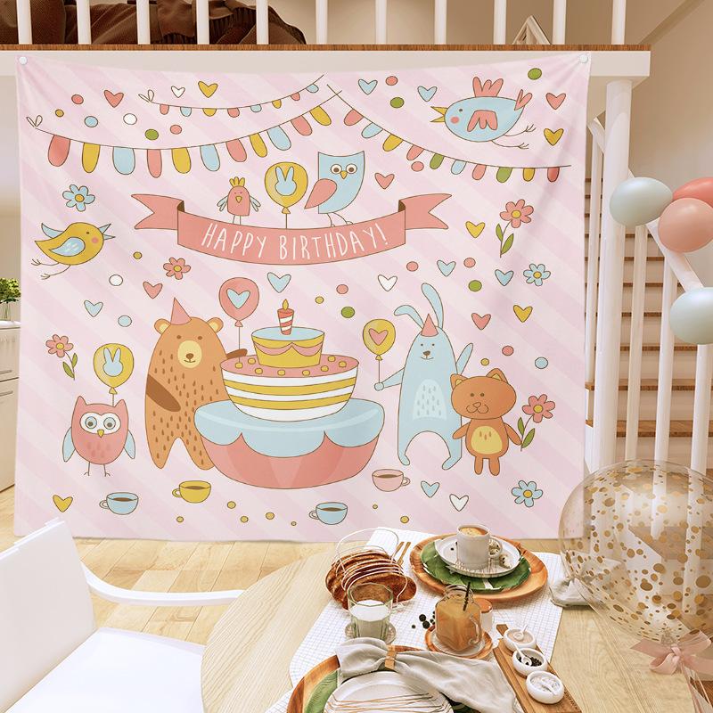 Birthday Party Decoration Tapestry Photo Background Cloth Ins Hanging Cloth Children's Meeting Scene Arrangement Background Wall Photo