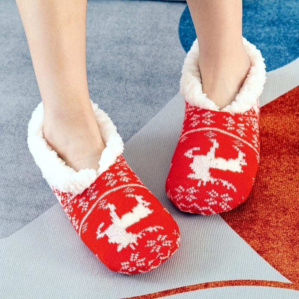 Non Slip Women's Warm Plush Coral Fleece Socks | One Pair Solid Color Floor Socks No Show Socks
