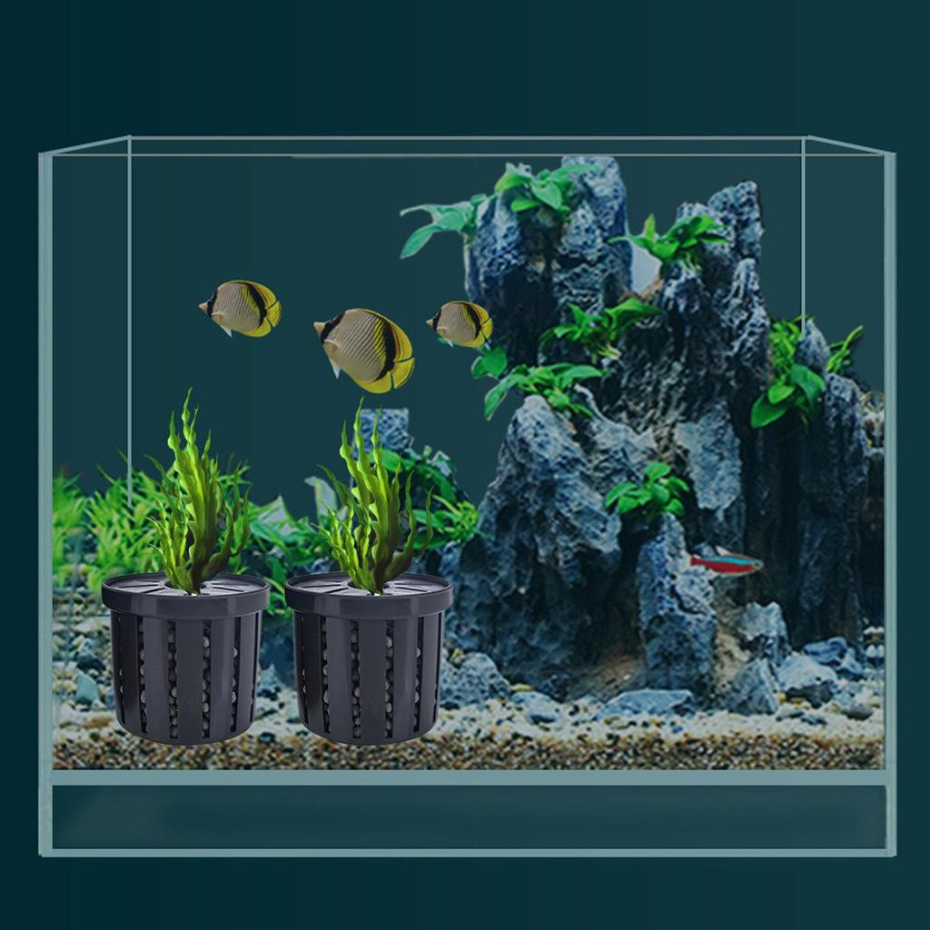 4 Pieces Aquarium Hydroponics Planting Holder Aquarium Plant Pots Stable Fish Tank Plant Pots Water Feature Decoration