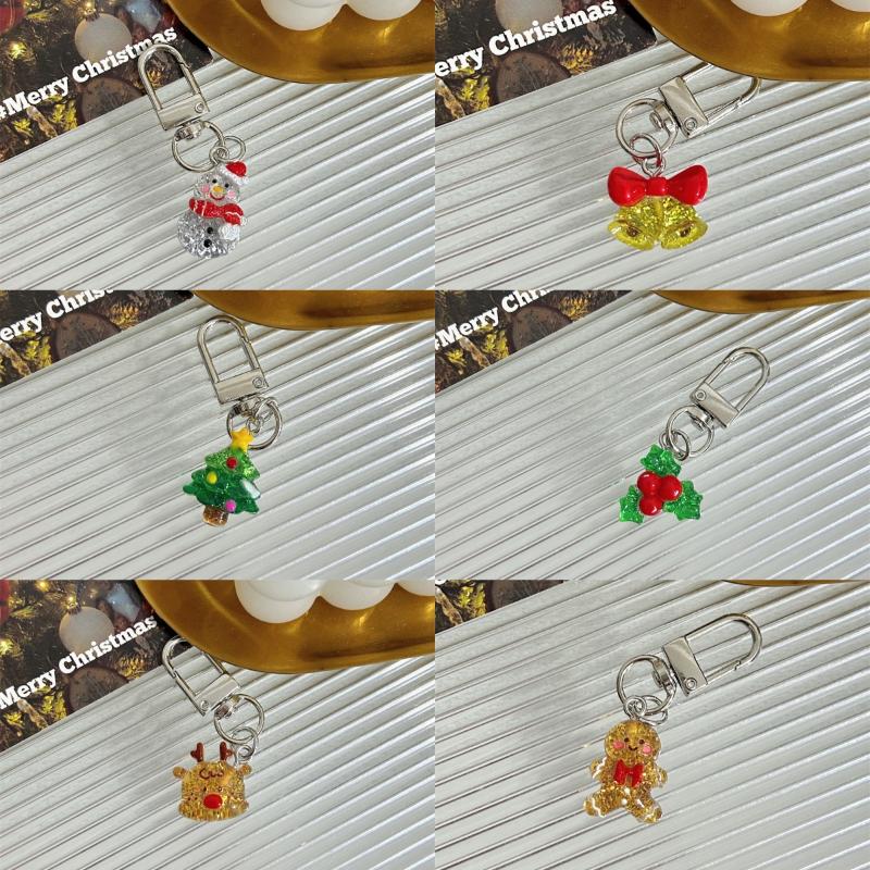 1/5/6Pcs Cute Transparent Christmas Tree Keychains Colorful Dotted Design For Bag Decor Holiday Gifts Daily Use
