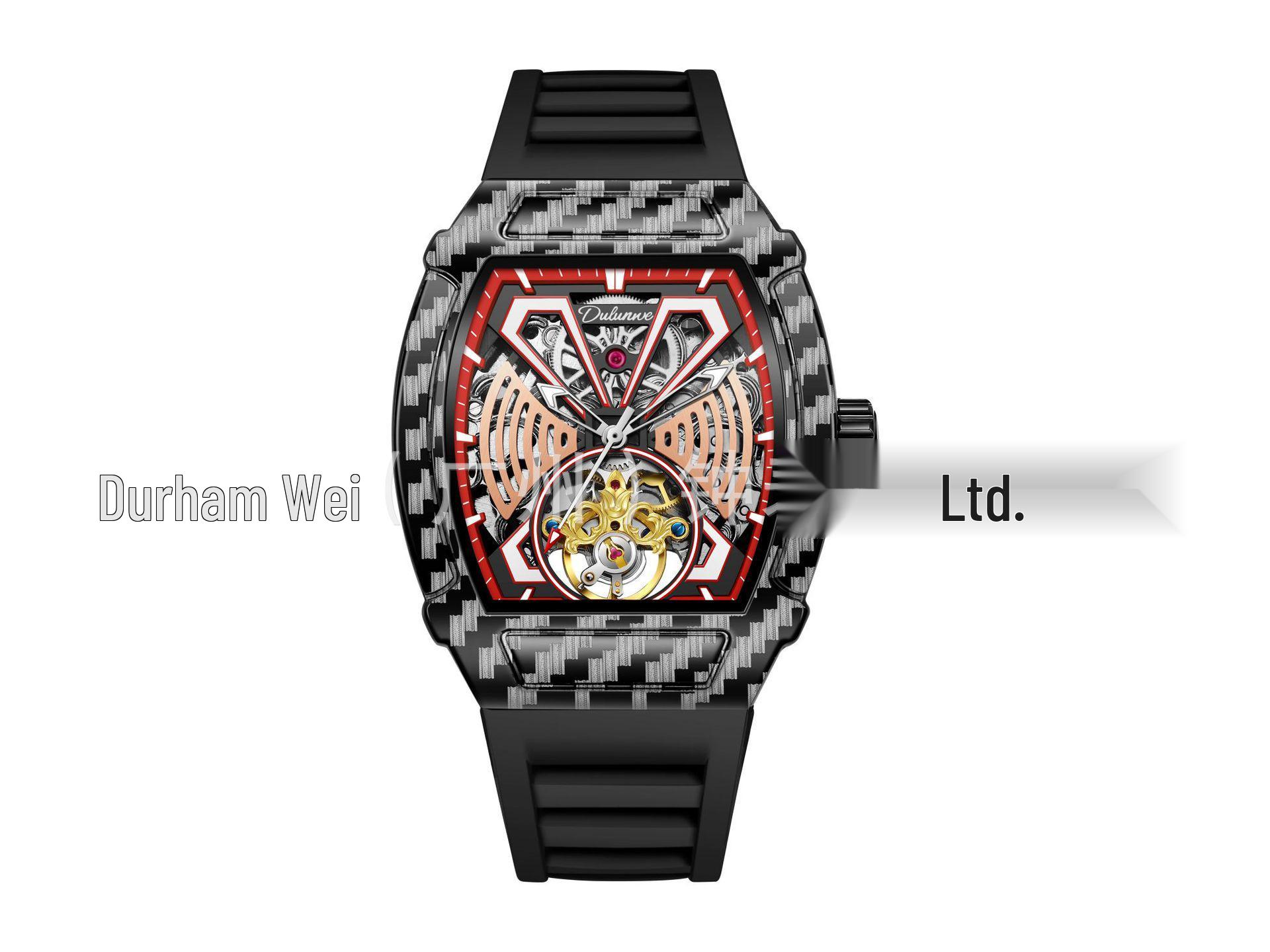 Механические наручные часы Durham Weixing Yao с классическим дизайном из углеродного волокна - Прецизионное мастерство с роскошным сплавным корпусом.