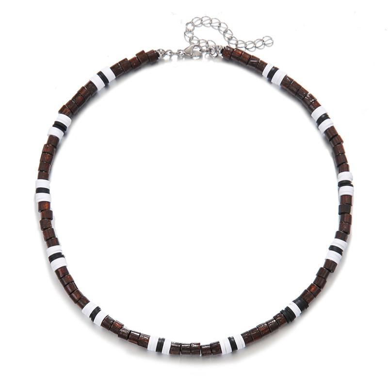 Boho Simple Polymer Clay Black and White Choker Necklace for Women Men Summer Vintage Short Clavicle Chain Party Jewelry Gift