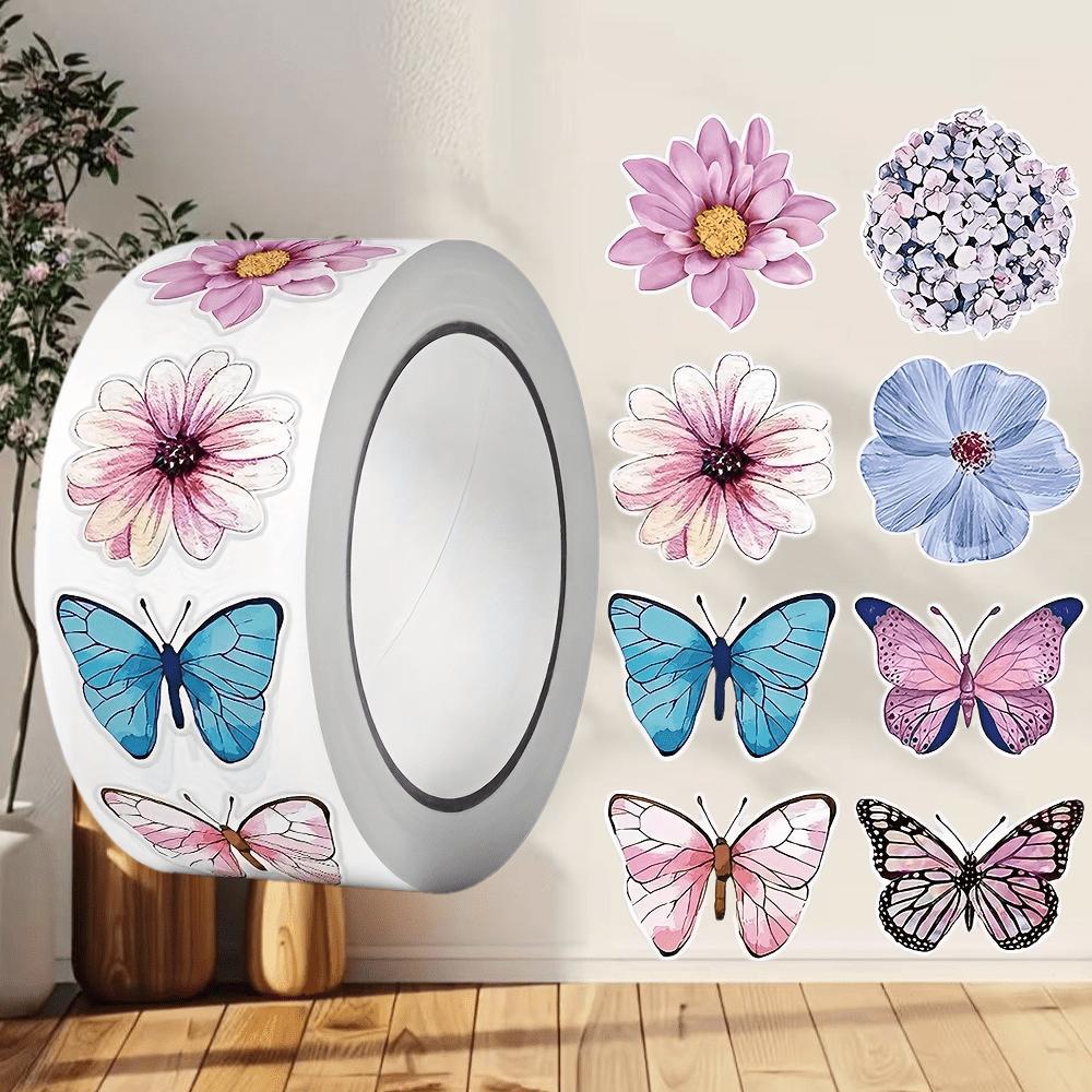 1 Roll Butterfly Flower Stickers, Suitable for Home and Office Wall Decoration, Laptops, Water Bottles, Decorative Stickers