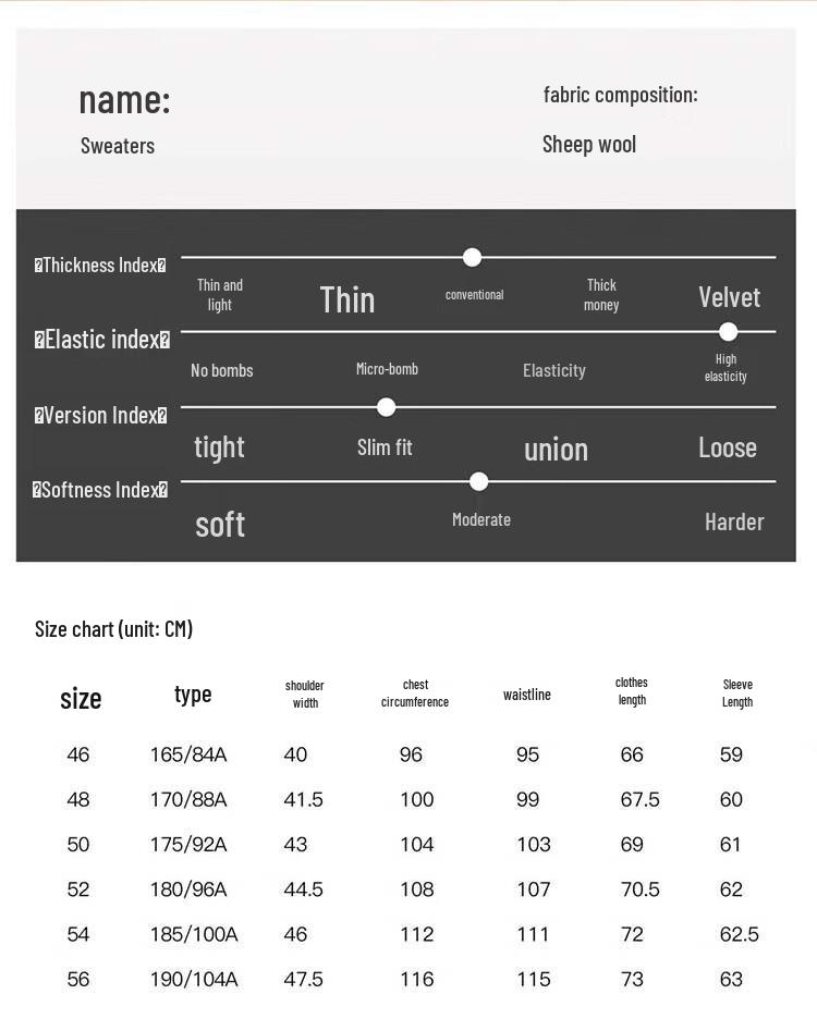 TRIES Men's Semi-High Collar Wool Blend Sweater