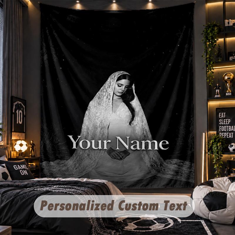 Personalisierte Wandtapisserie, Lana Del Rey Individuell Bedruckter Name, Stoff-Wandkunst für Innenraum-Hintergrund