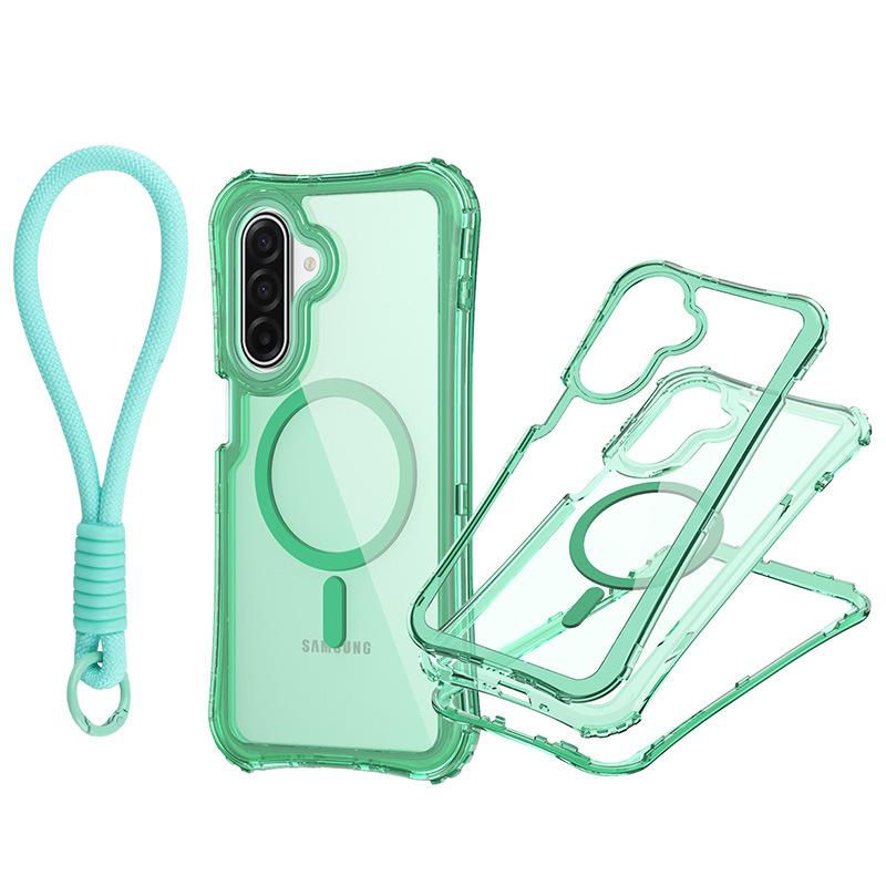 For Samsung A17 Magnetic Translucent 3-in-1 Phone Case with Wristband