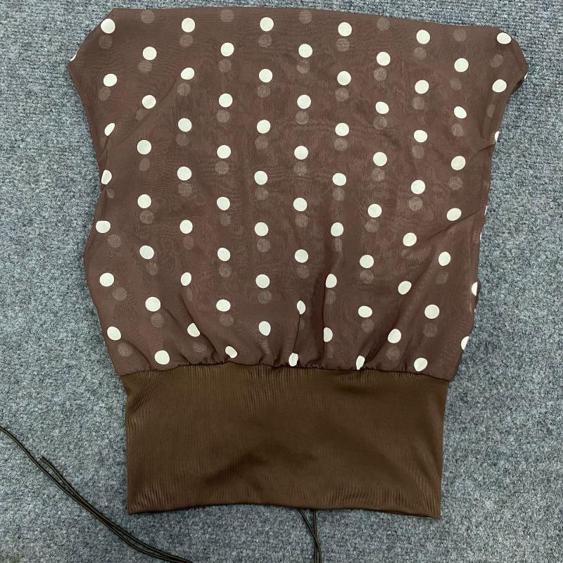 

Европейский и американский летний топ с покатым плечом, простой темперамент, с открытой спиной, со шнуровкой, облегающий топ L темно-коричневого