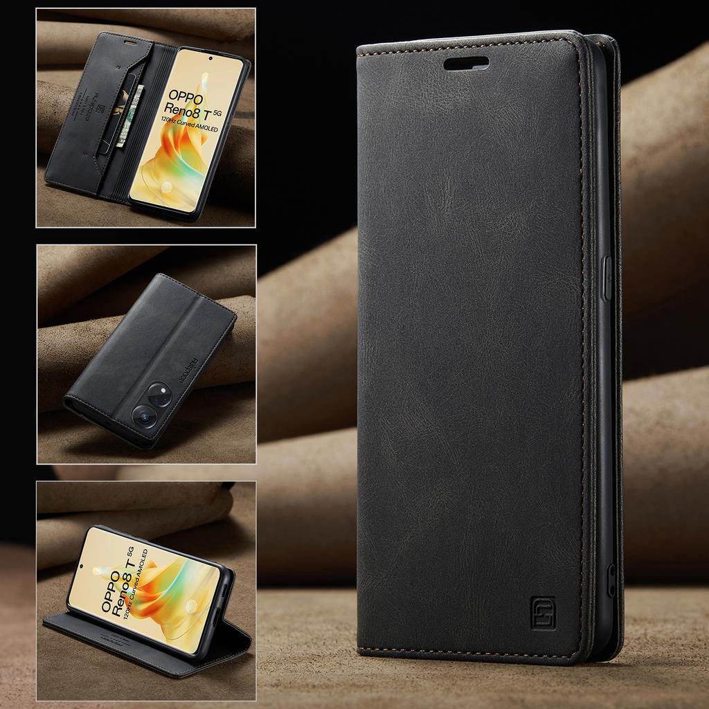 For Oppo Reno8 T 5G Wallet Case AUTSPACE A01 Leather Stand Cover with RFID Blocking Card Holder