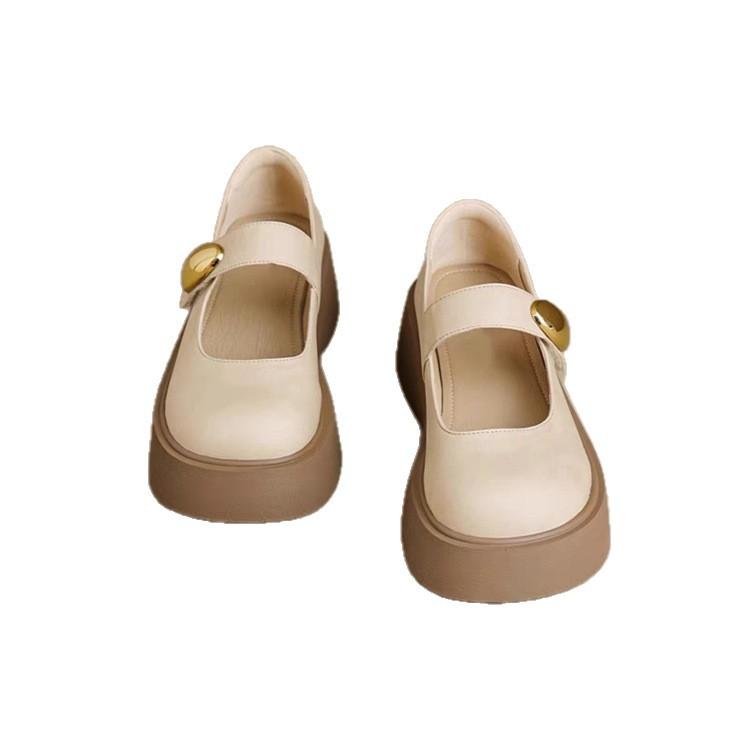 Muffin thick-soled Mary Jane shoes children's new autumn commuter single shoes light mouth versatile small leather shoes