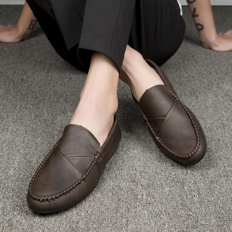 Soft Slip-on Round Toe Flat Leather Shoes for Men New Classic Original Comfortable Designer Common Man Casual Shoe In Promotion