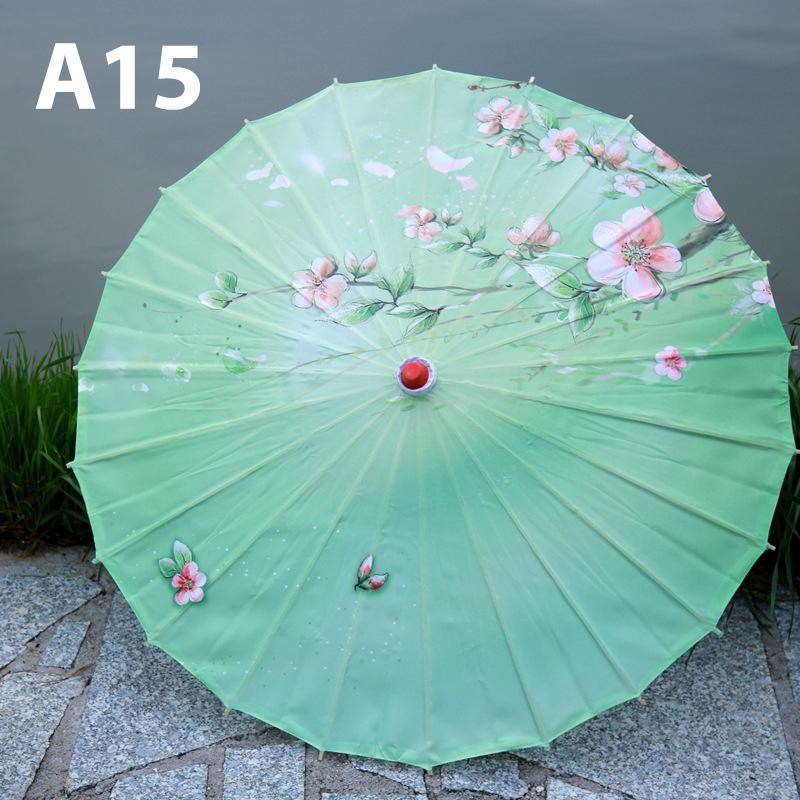 Шелковый тканевый женский зонтик в китайском стиле с вишневым цветом — фото 9