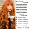MERISIHAIR Lange Perücke mit Pony, wassergewellt, orangefarbene Perücke, Kunstfaser-Perücke, lange Damen-Perücke, Cosplay/Täglich/Party-Perücke