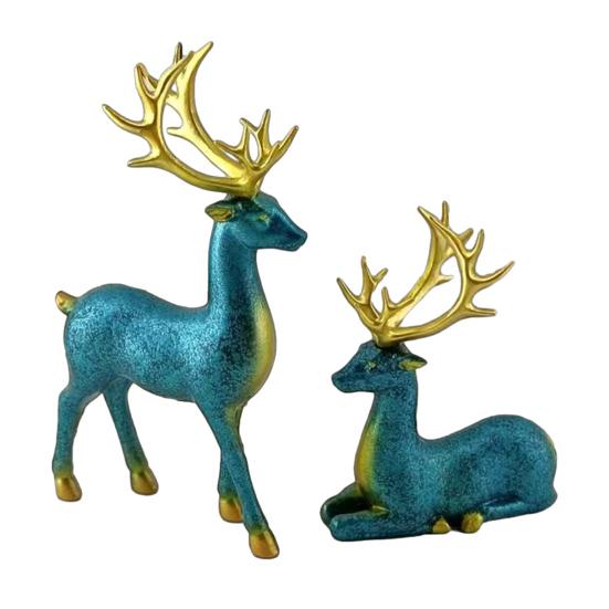 2/4Pcs Christmas Reindeer Statue Standing Sitting Elk Silhouette Figurine Deer Sculpture Home Office Desktop Decoration Ornament