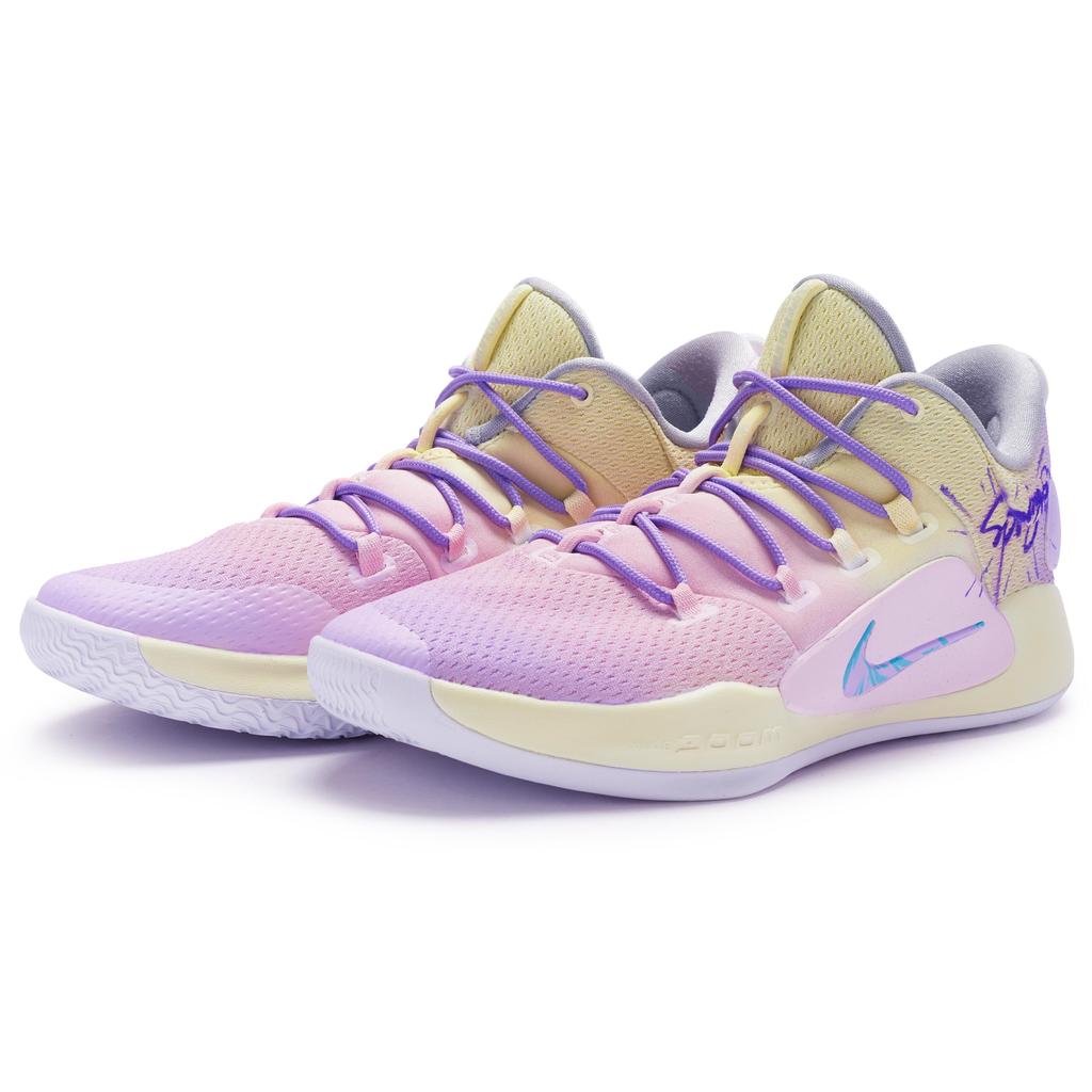 Nike Hyperdunk X Low 10 Slip Resistant Abrasion Resistant Low top Basketball Shoes Men's Purple Yellow AR0465-100(Team80-S-BOX)