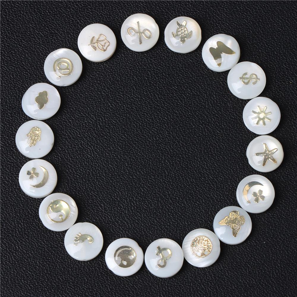 Shell Bronzing Moon Star Hearts Bead Charm Round White Freshwater Pearl of Shell Bead for Jewelry Making Diy Necklace Accessory