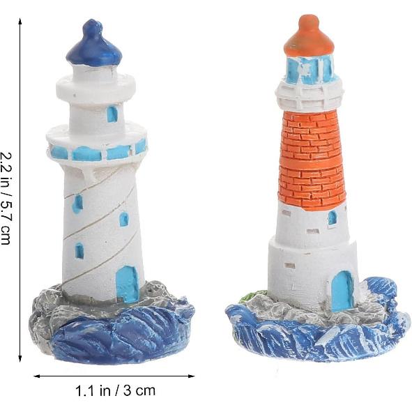 Toyvian 4pcs Mini Lighthouse Decor Mediterranean Figurines Ornaments Miniature Landscaping Decorations (Random Pattern)