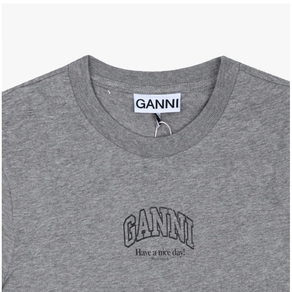 Ganni Damen Kurzarm-T-Shirt Essential Logo A1050057 920