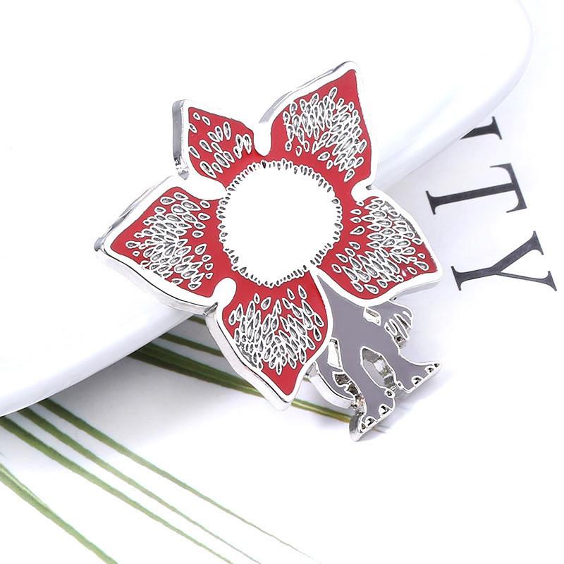 Stranger Things Alphabet Potted Plant Pin With Metallic Finish For Cosplay And Casual Wear