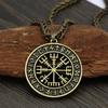 Viking IJslandse Helm Horror In Runen Cirkel Hanger Magische Staven Kompas Rune Amulet Ketting
