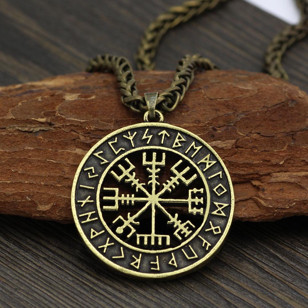 Viking IJslandse Helm Horror In Runen Cirkel Hanger Magische Staven Kompas Rune Amulet Ketting