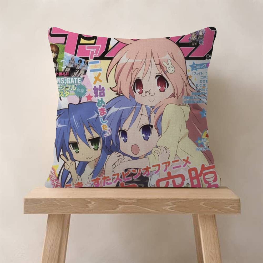 Anime LLucky StarS Cute Girl Maple Design Cushion Cover Happy Autumn Harvest Decor Holiday Decorati Pillow Cover