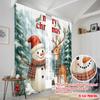 2pcs,2D Plane Printing Print Curtains Cute Deer Snowman Christmas Forest (2) Versatile 100% Polyester (without Rod) Art Deco