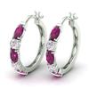 Huitan Exquisite Blue/White Cubic Zirconia Hoop Earrings Daily Wearable Earrings for Women Fashion Versatile Ladies Jewelry