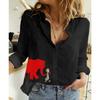 Spring and Autumn Ya Ma Xun, Women's Casual Loose Long Sleeve Linen Shirt Large Size Women's Clothing