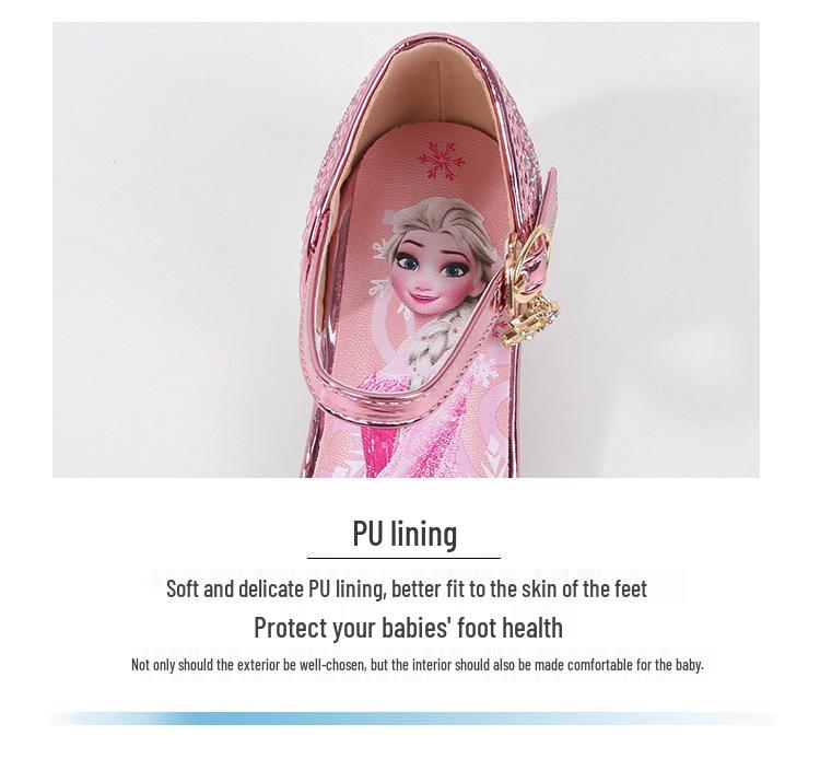 Girls' Crystal High-Heeled Sandals - Elsa Princess Style for Summer 2024