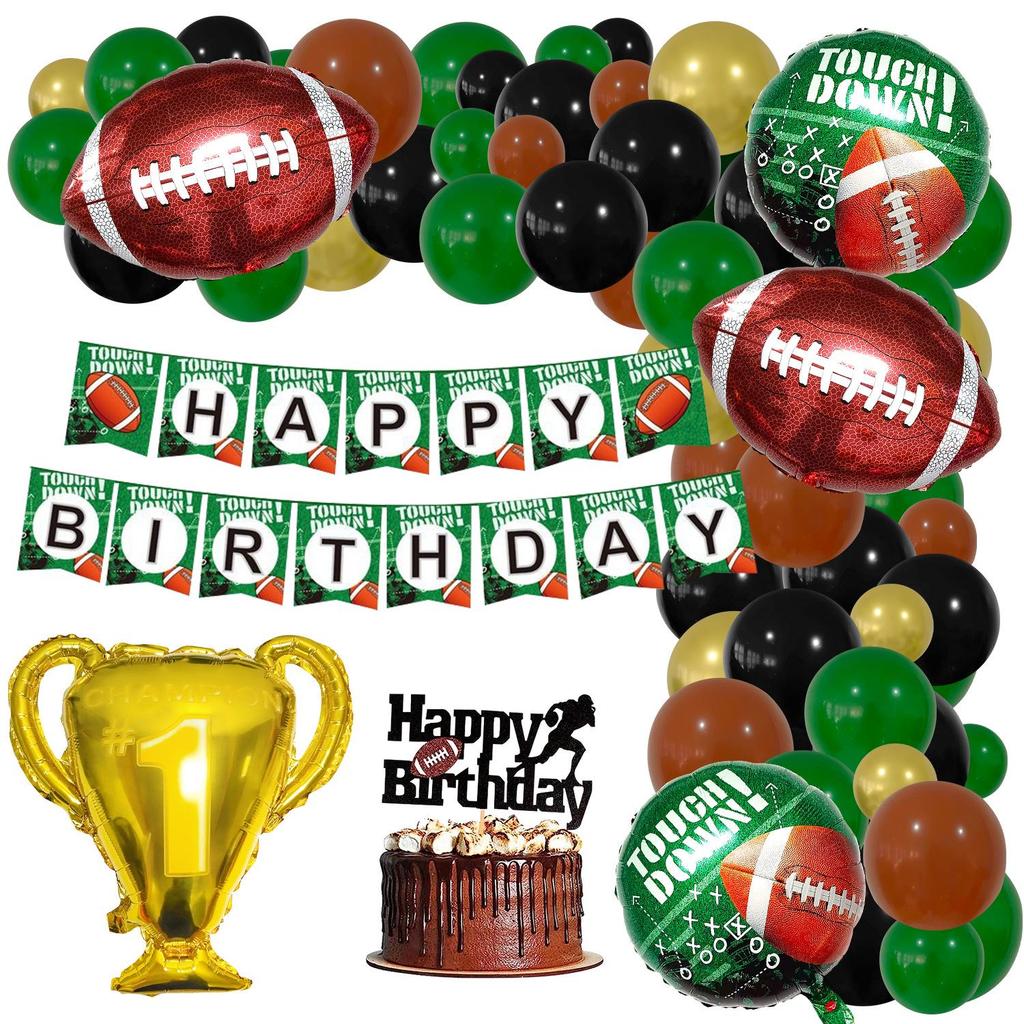 Rugby Theme Balloon Garland for Sports Field or Birthday Decor
