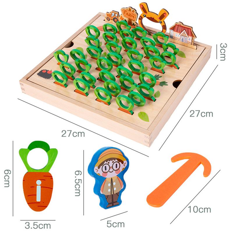 Children Pulling Carrot Language Learning Toys Montessori Game Wooden Box Farm Harvest Radishes Alphabet Early Educational Toys