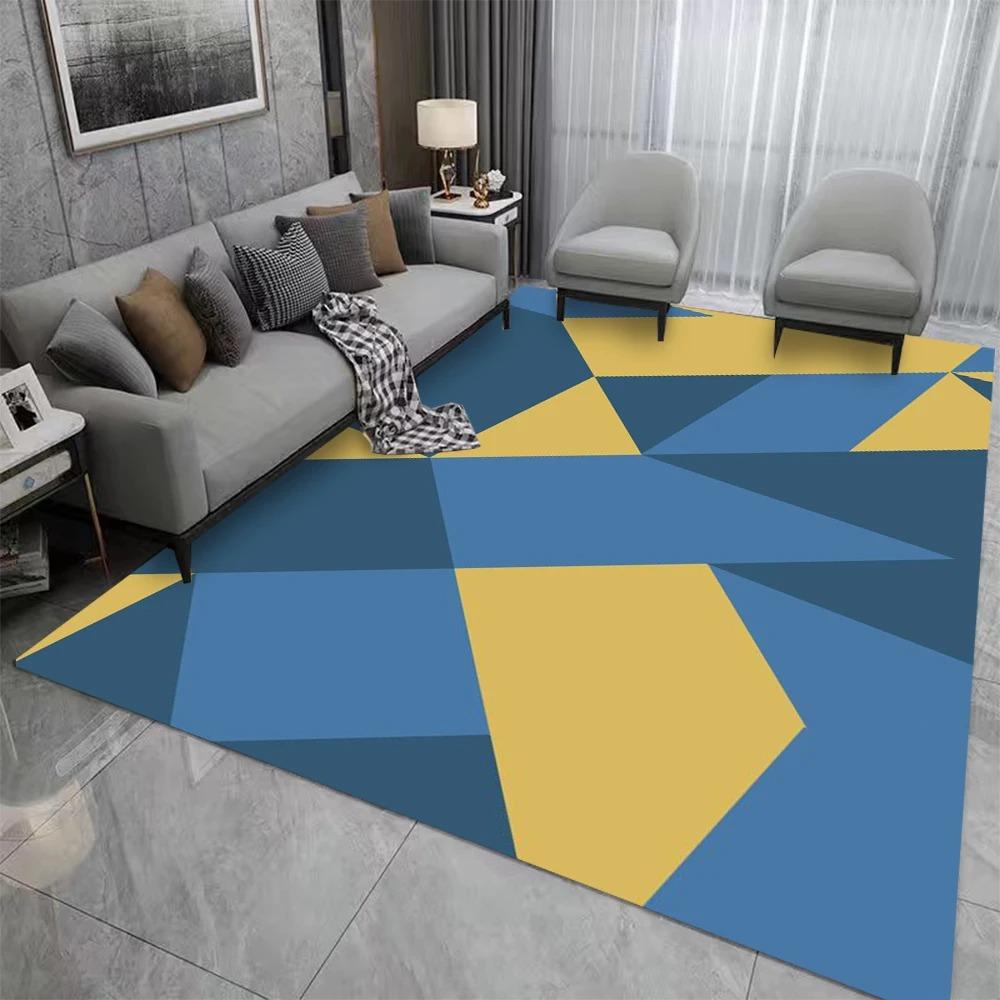 Moderný geometrický vzor Koberec Farebný blokový dizajn Protišmyková umývateľná rohožka Do obývacej izby Spálne Priestoru pri pohovke Kuchyne Balkóna