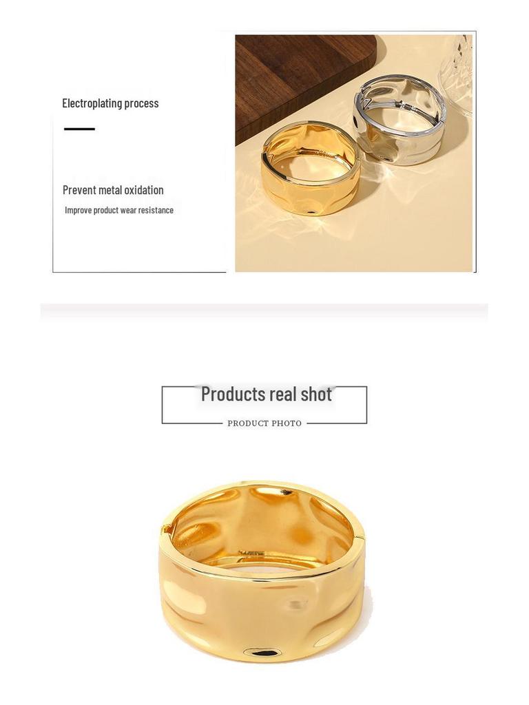 Asymmetrisches Konkav-Konvexes Breites Armband Cooler Stil Armreif