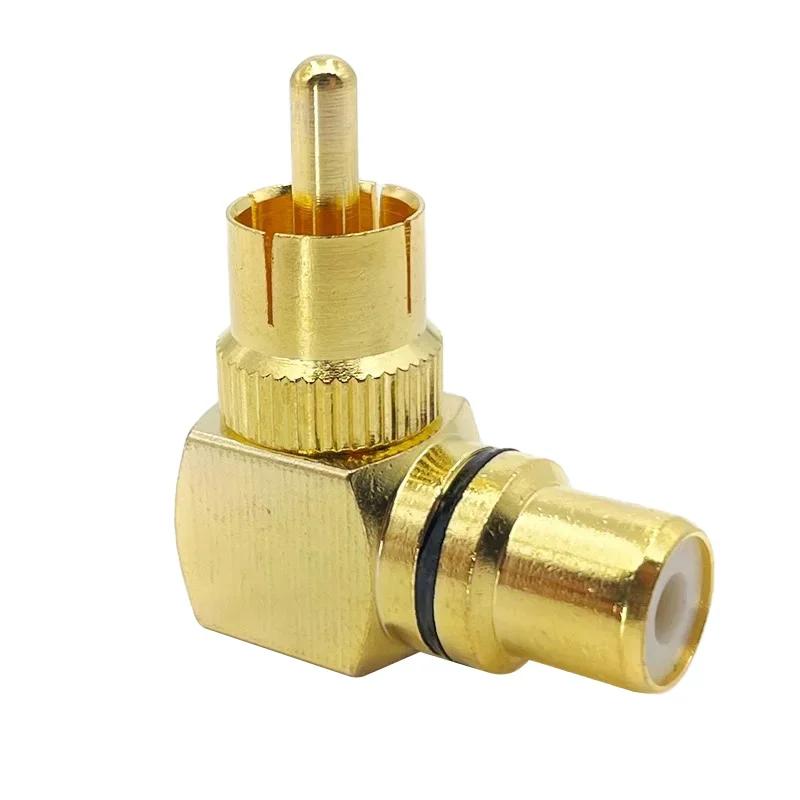 5/20/100PCS  Gold Plated Brass RCA Right Angle Male To Female Connector 90 Degree Adapters Connectors Plug To Jack