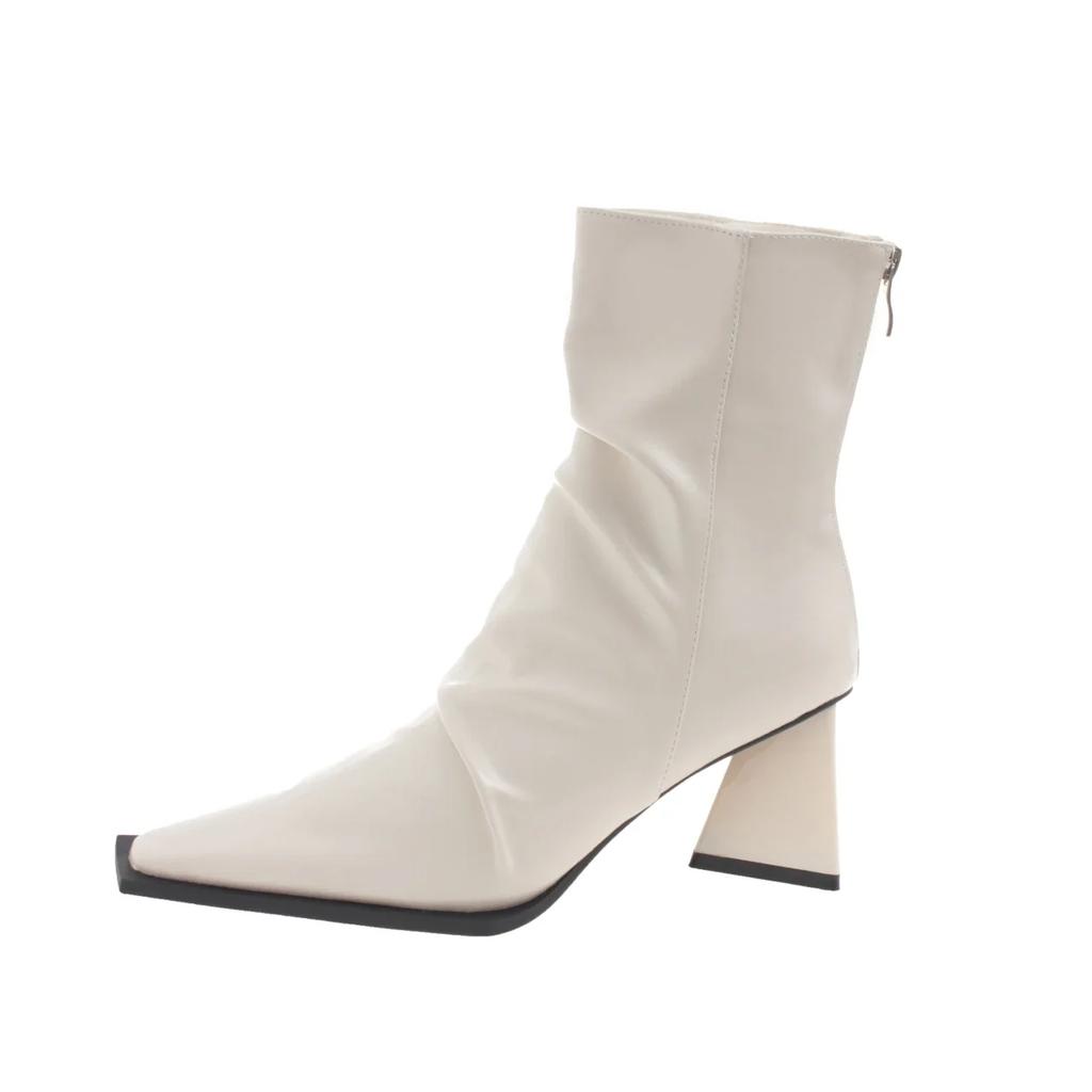 Fashion Horse Boots Female Ins Pointed Pink Skinny Boots 2025 Winter New Patent Leather Thick with Fashion High Heel Short Boots