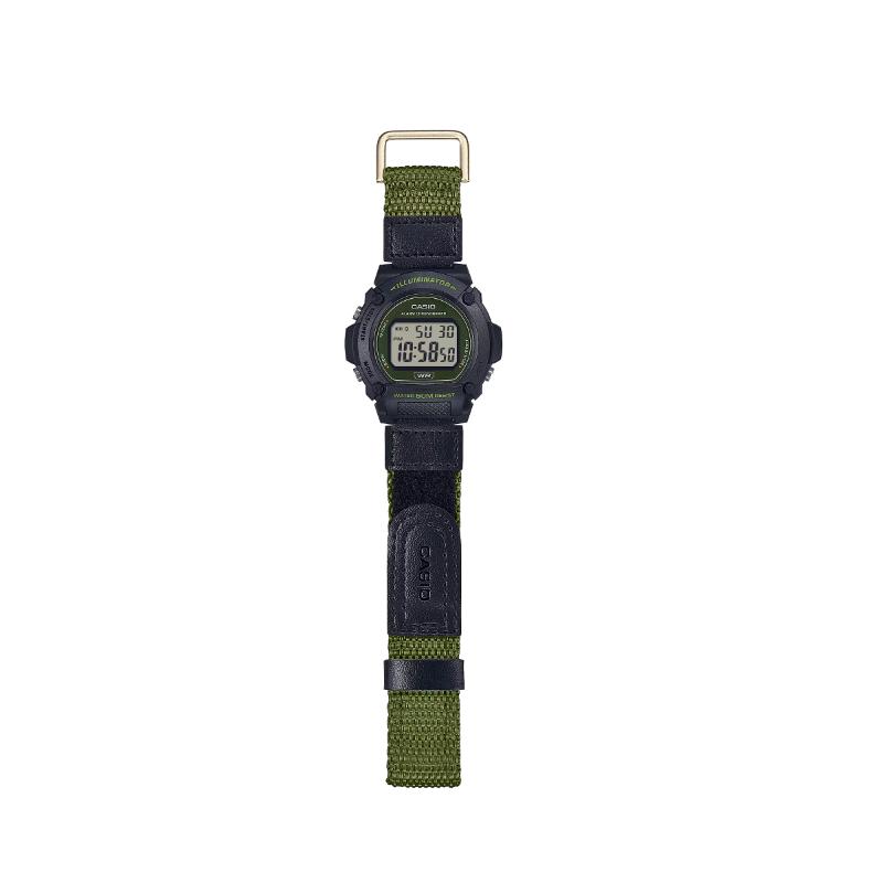 

CASIO 50m waterproof Quartz leather/cloth strap men s watch gray dial W-219HB-3AV сірий колір