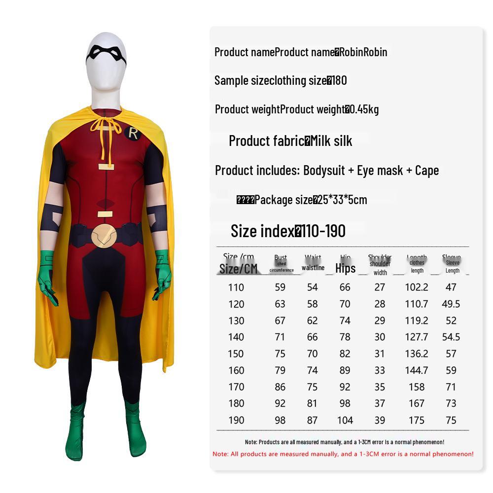 Halloween Robin Cosplay Costume - Teen Titans Judas Contract Jumpsuit 110 (Child)