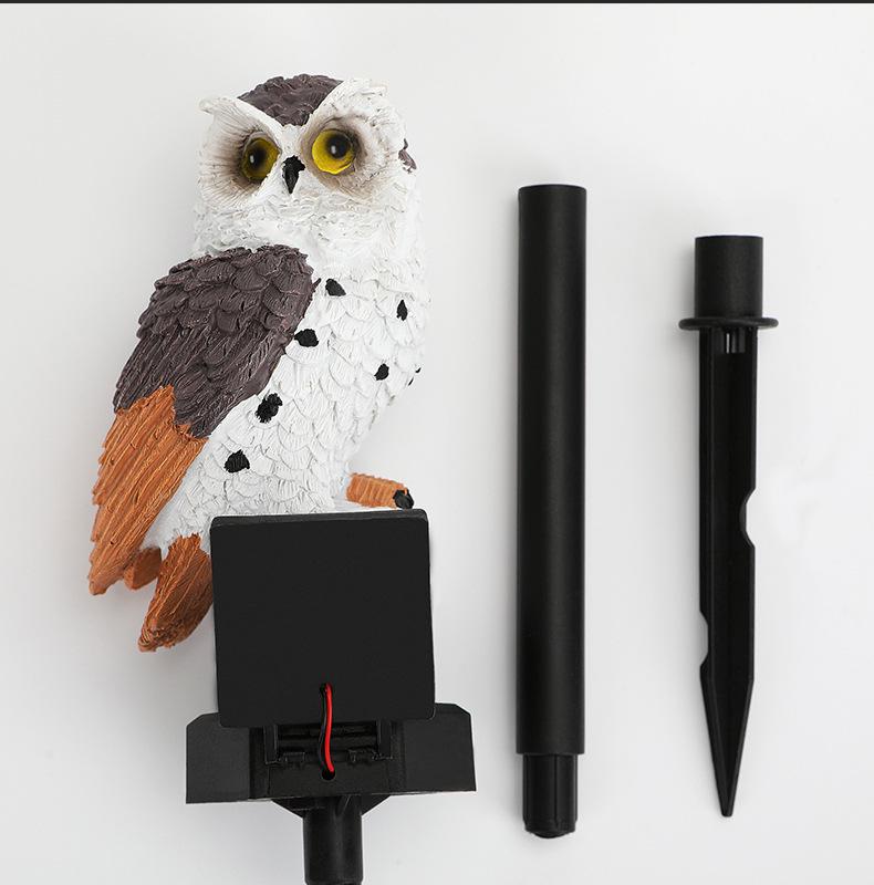 Solar-Powered LED Owl Garden Lamp - Resin Animal Yard Decor