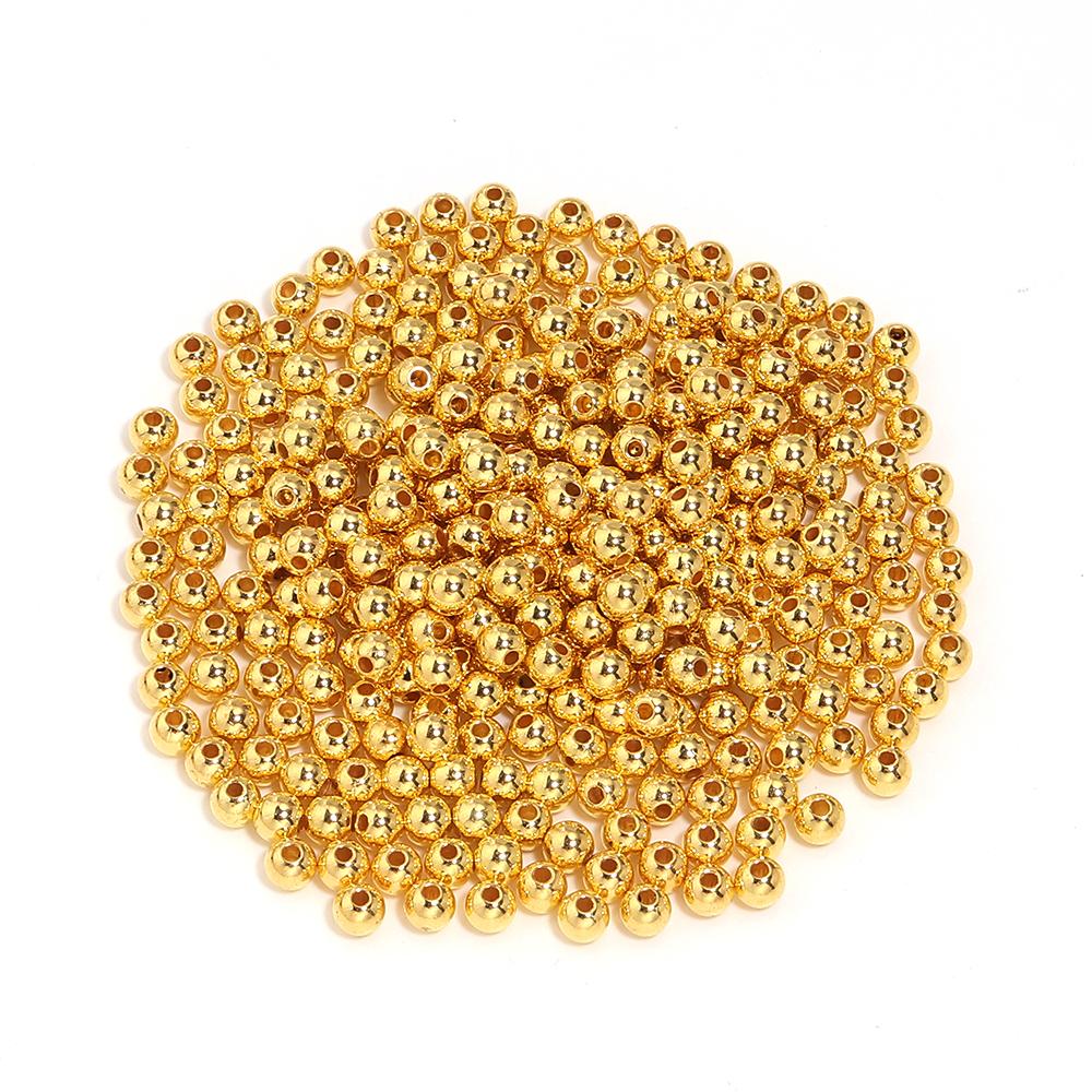 10-1000pcs ABS Imitation Pearl Beads 3-20mm Gold Round Loose Spacer Beads For DIY Jewelry Making Bracelet Necklace Acessories