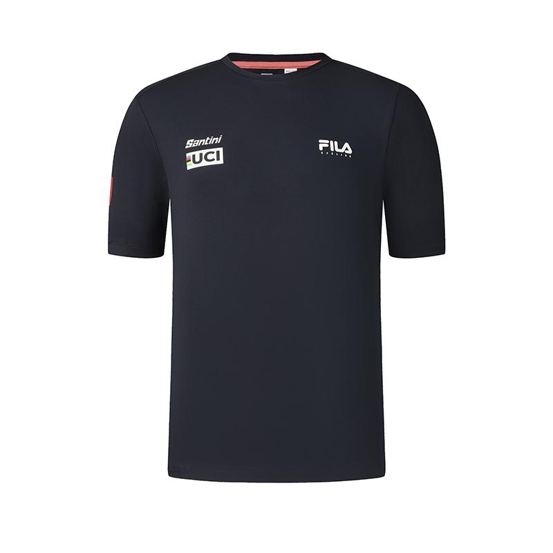 FILA Cycling Athletics Simple Comfortable Casual Versatile Knit Short Sleeve T-Shirt Men Tops Deep-Blue A11M528102F-DB