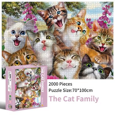 70*100cm 2000pcs Advanced Paper Jigsaw Puzzle The Cat Family Animal Painting Stress Reducing Blazing with Color Christmas Gift