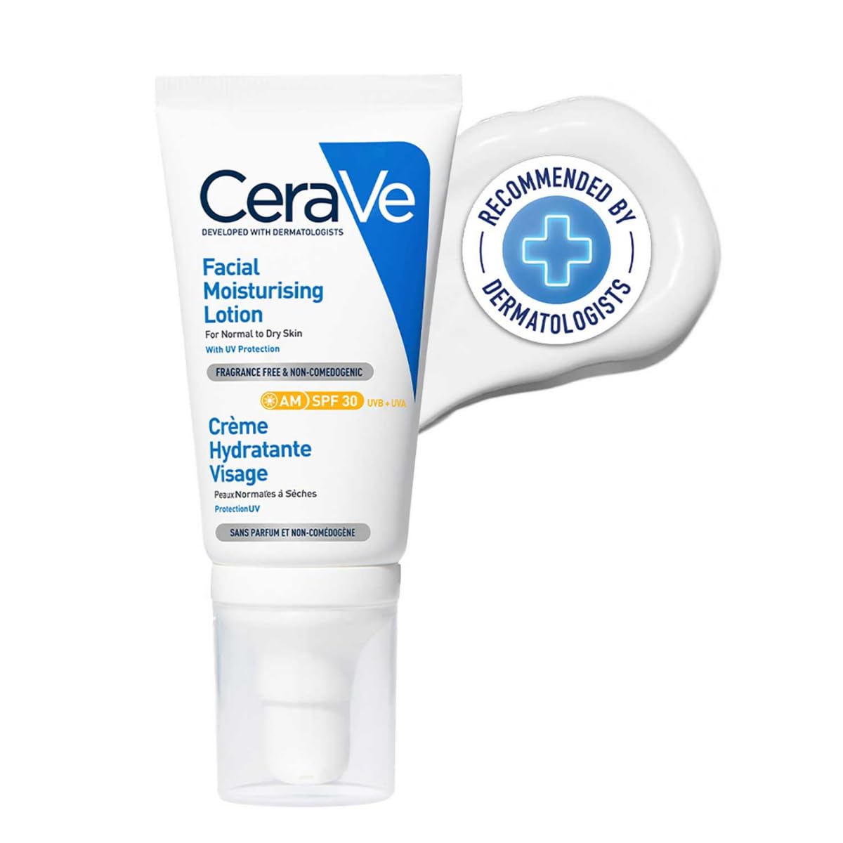 

CeraVe Увлажняющий крем для лица AM для нормальной и сухой кожи (52 мл) - Солнцезащитный крем широкого спектра действия SPF 30 | Некомедогенный, без парабенов и отдушек