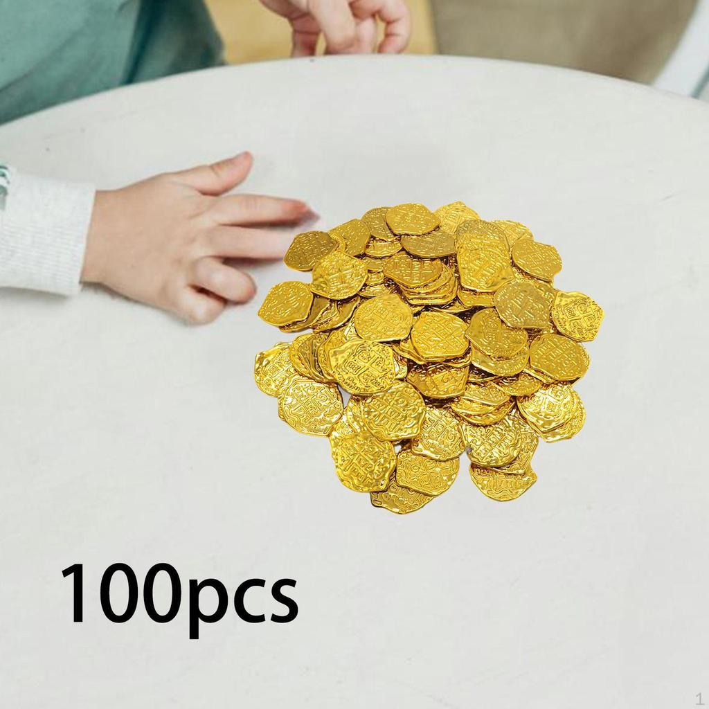 100x Pirate Coin Novelty for Boys and Girls Game Accessories Gold Doubloons