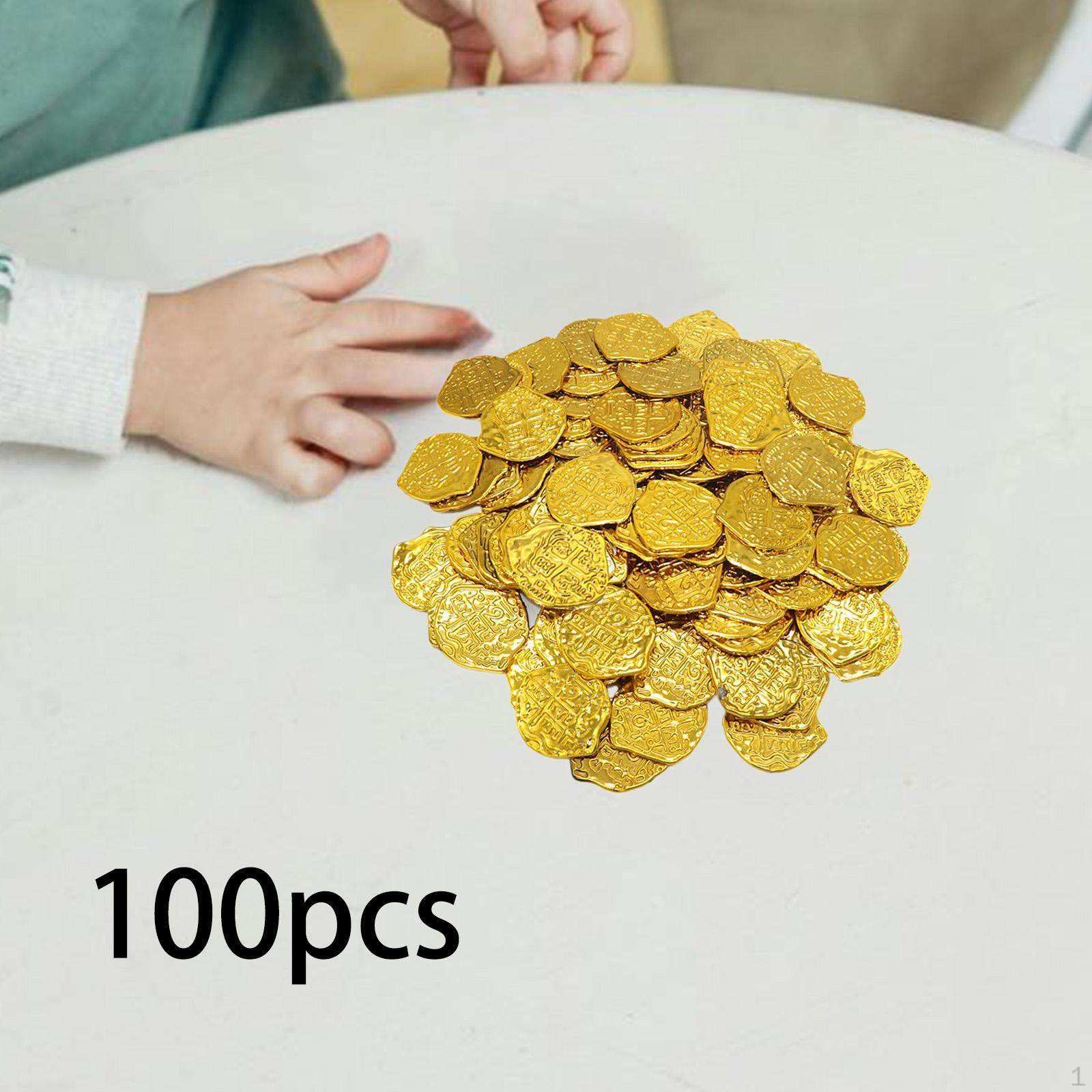 

100x Пиратских монет Новинка для мальчиков и девочек Игровые аксессуары Золотые дублоны gold