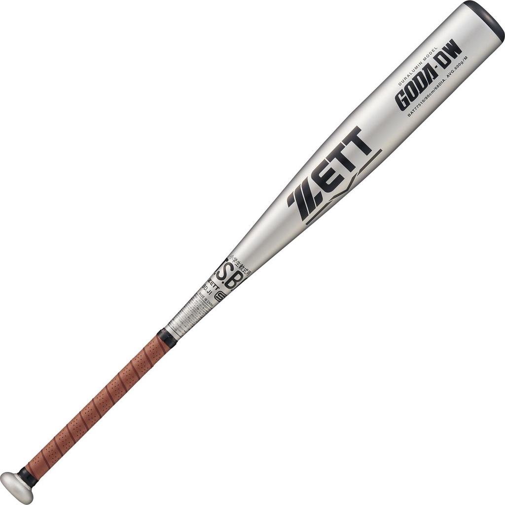ZETT Baseball Soft Metal Bat for Silver x Average for Youth and Swallow Sports Bat, Baseball, Softball, Junior/Kids, BAT77510, Brown, 80cm/600g